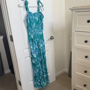 Floral Blue and Green Dress
